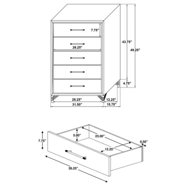 Lucia - 5-Drawer Bedroom Chest - Image 6