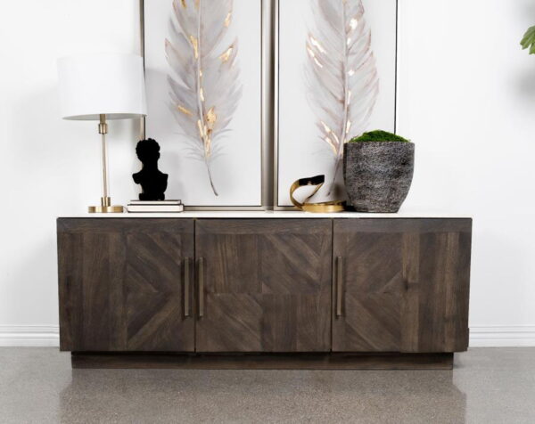 Dennis - 3 Door Marble Top Sideboard Buffet - Tobacco Gray - Image 4