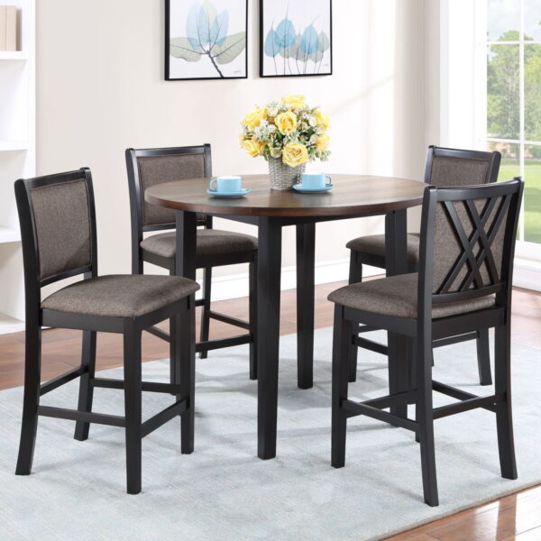 Potomac - 5 Piece Round Counter Dining Set (Table & 4 Chairs) - Brown / Black - Image 11