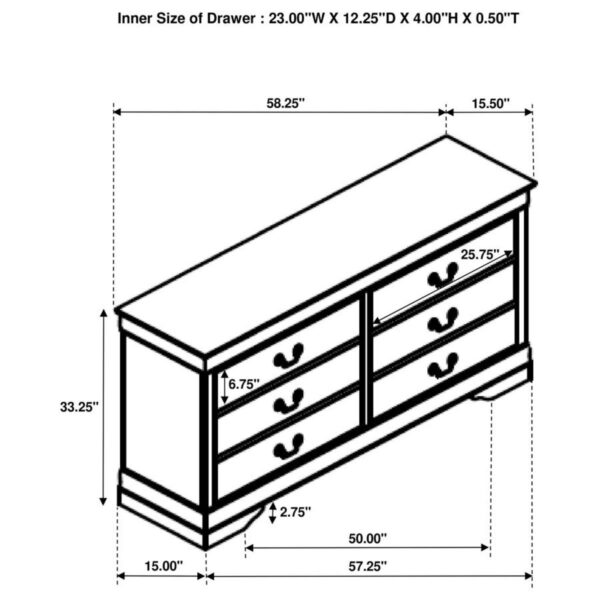Louis Philippe - Six-Drawer Dresser - Image 24