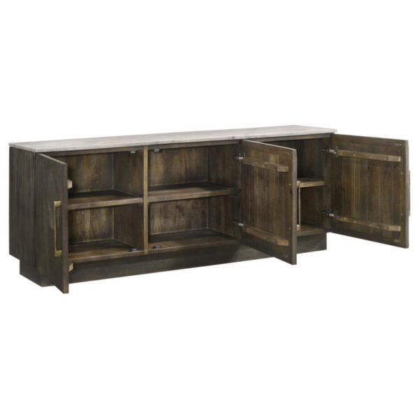 Dennis - 3 Door Marble Top Sideboard Buffet - Tobacco Gray - Image 5
