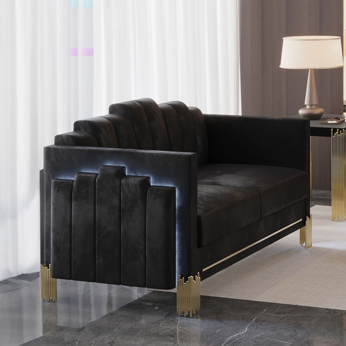 Empire - Lighted Loveseat - Black - Image 5