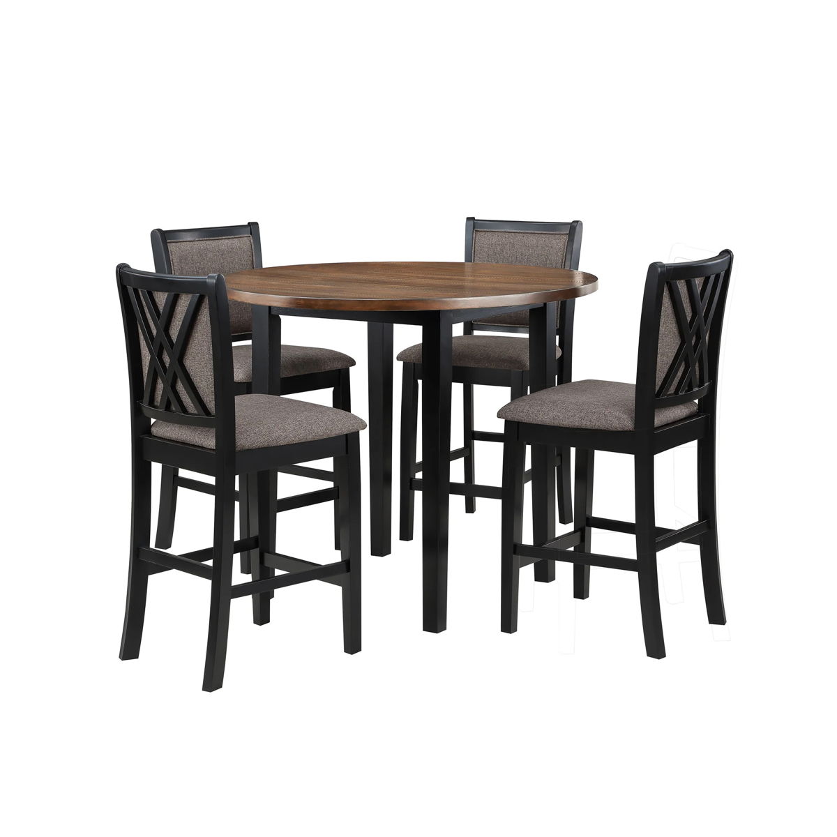 Potomac - 5 Piece Round Counter Dining Set (Table & 4 Chairs) - Brown / Black - Image 7
