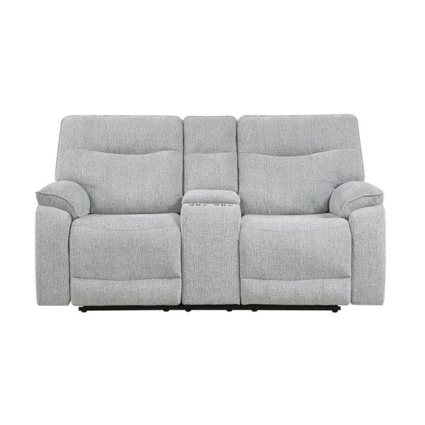 Chablis - Reclining Console Loveseat - Mist Gray - Image 9