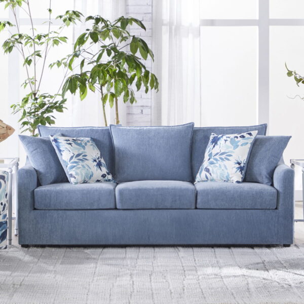 Sylvie - Sofa With 4 Accent Pillows - Slate Blue - Image 7
