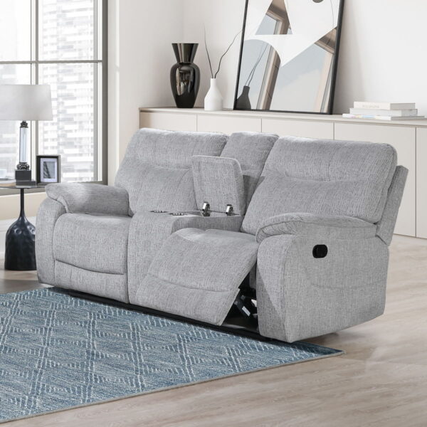 Chablis - Reclining Console Loveseat - Mist Gray - Image 6