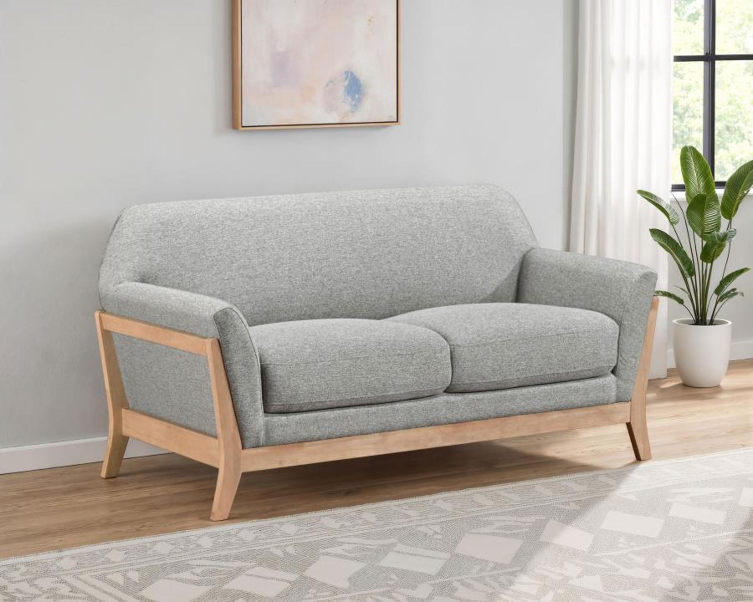 Vaughn - Fabric Upholstered Flared Arm Loveseat - Gray - Image 8