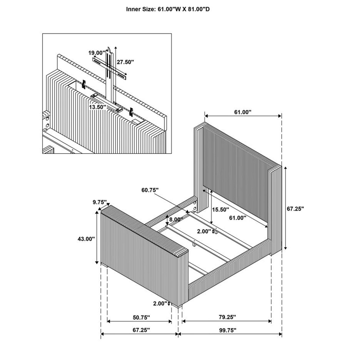 Centergrove - Upholstered Wingback TV Bed - Image 35
