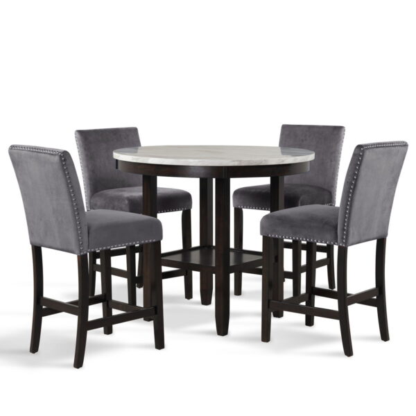 Celeste - Round Counter Table With 4 Chairs - Black / Gray
