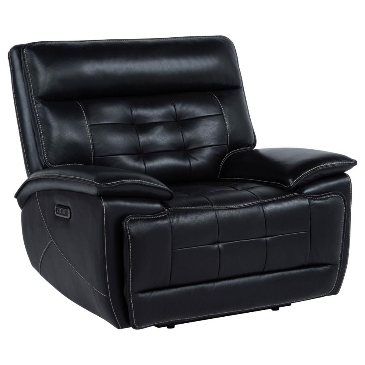Hewitt - Leather Upholstered Dual Power Recliner Chair - Black - Image 7