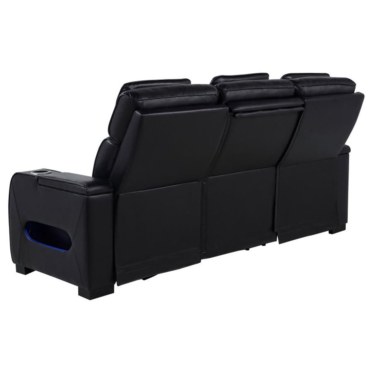 Zuma - Faux Leather Dual Power Reclining LED Sofa - Black - Image 6