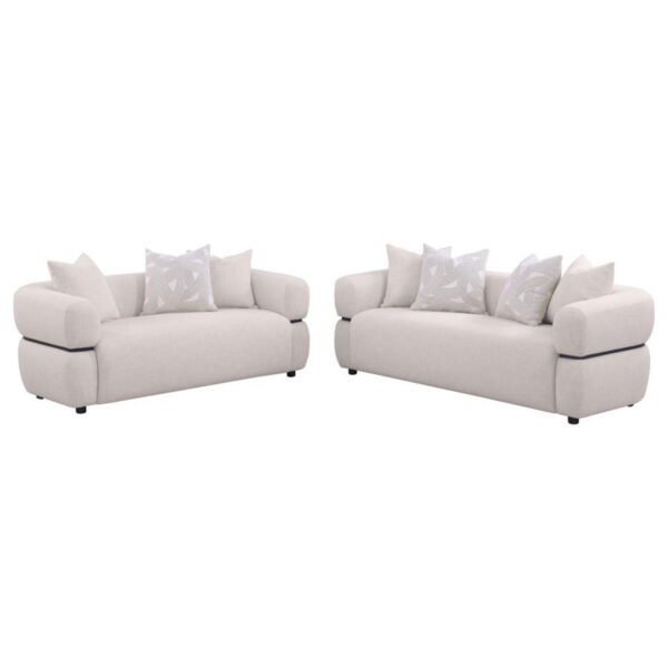 Jeanette - Fabric Upholstered Round Arm Sofa Set
