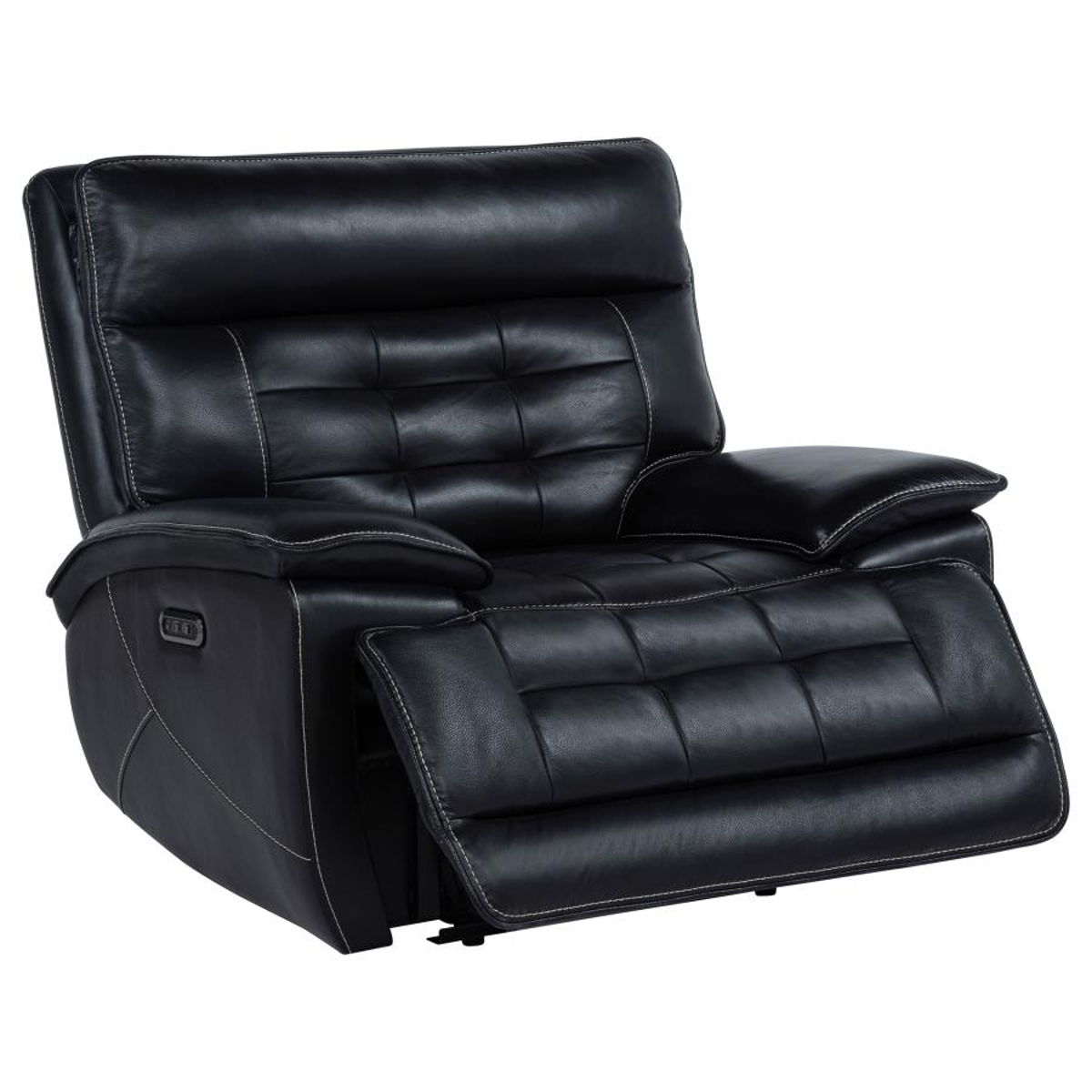 Hewitt - Leather Upholstered Dual Power Recliner Chair - Black - Image 8