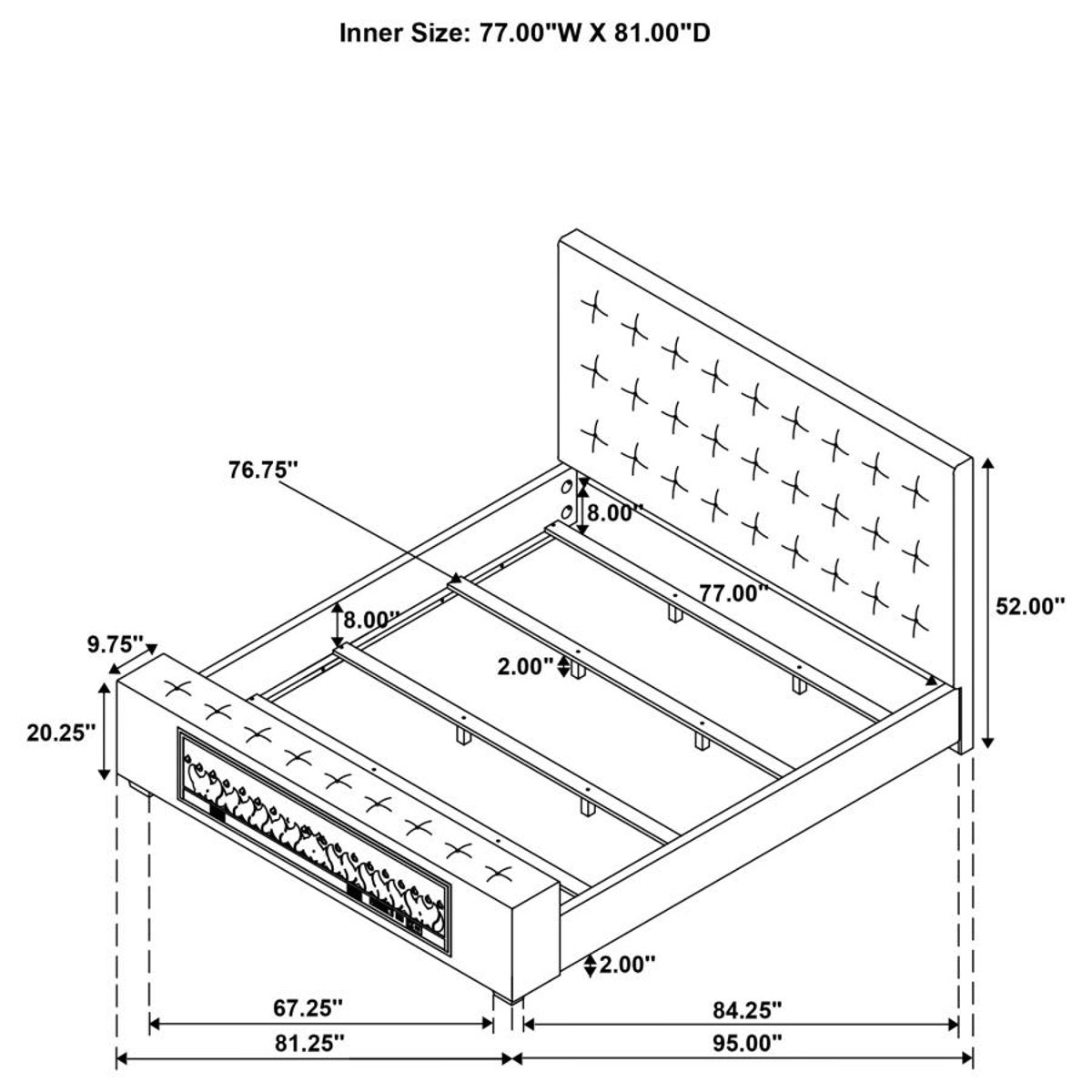 Senna - Upholstered Audio Flame Visualizer Bed - Image 6