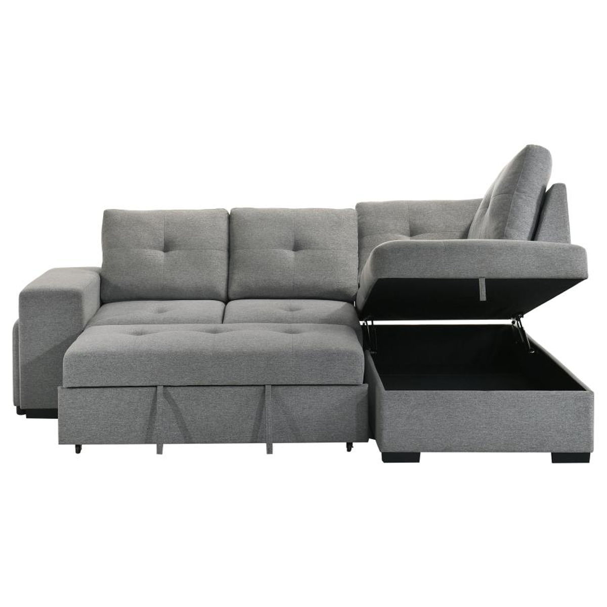 Roanne - Fabric Upholstered Sleeper Sectional Sofa - Gray - Image 6
