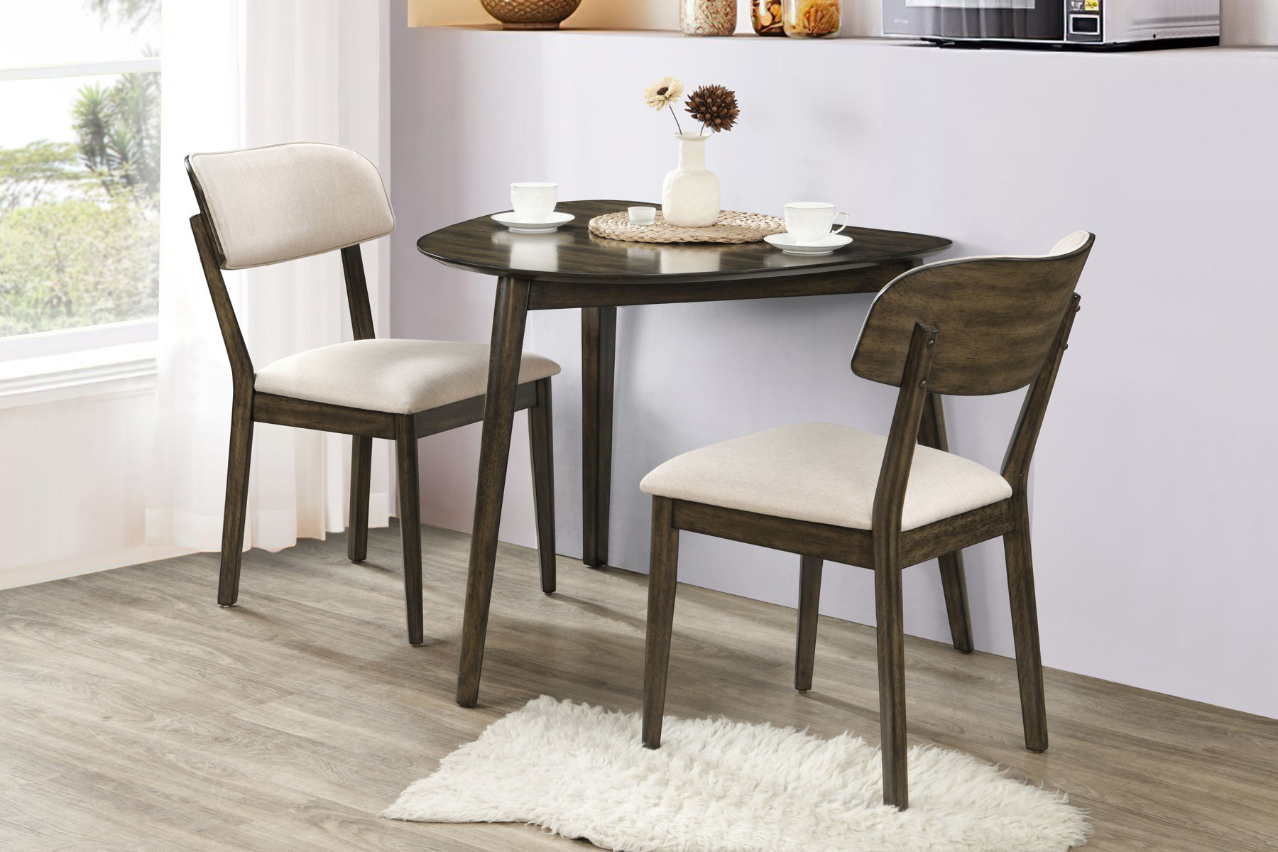 Rex - Guitar Pick Corner Table With 2 Chairs - Dark Brown - Image 2