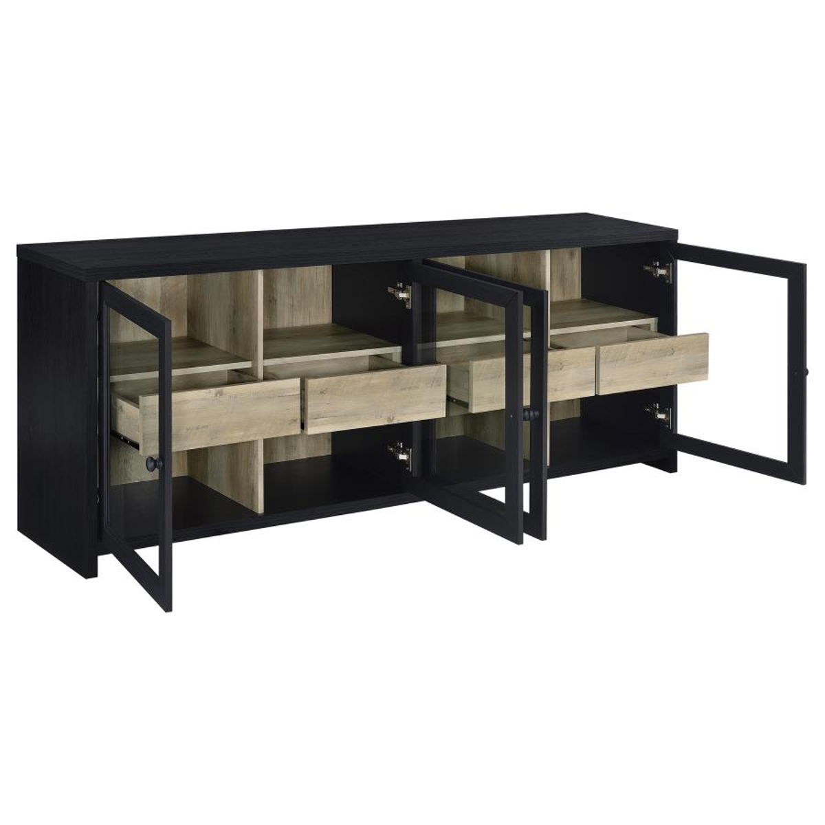 Denison - 79" 4-Door TV Stand Media Console - Black - Image 5