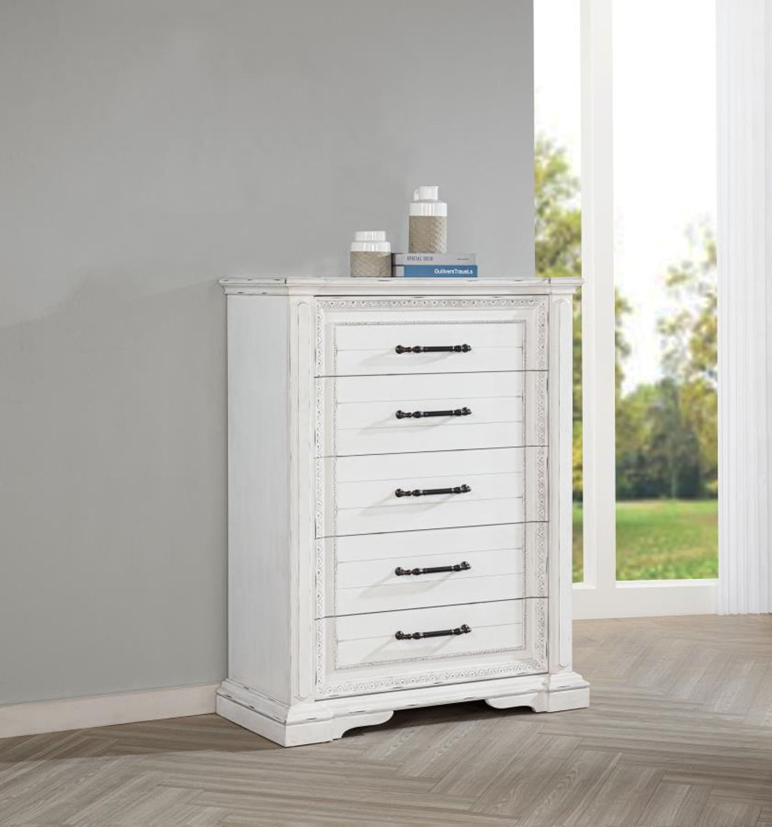 Mckinney - 5-Drawer Bedroom Chest Of Drawers - Vintage White - Image 9