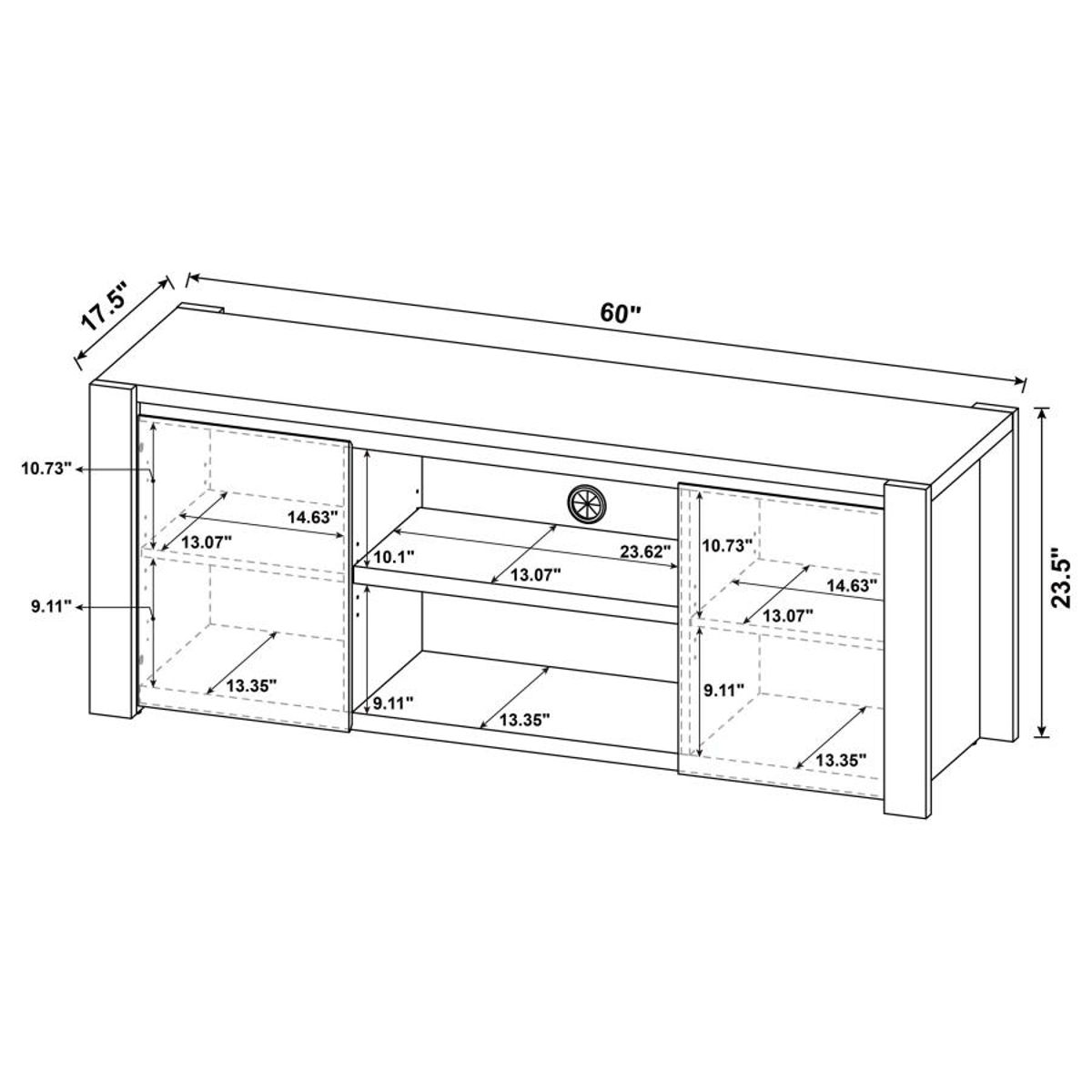 Laurelton - 60" 2-Door TV Stand Media Console - Light Oak - Image 11