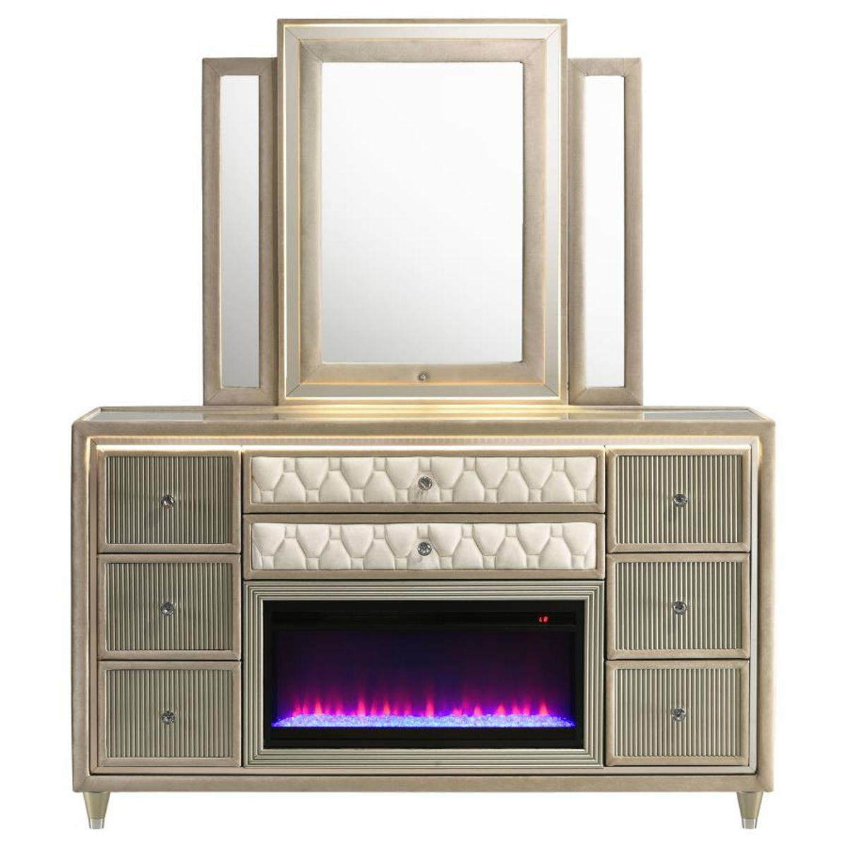 Lorient - 8-Drawer LED Bedroom Flame Box Dresser - Image 30