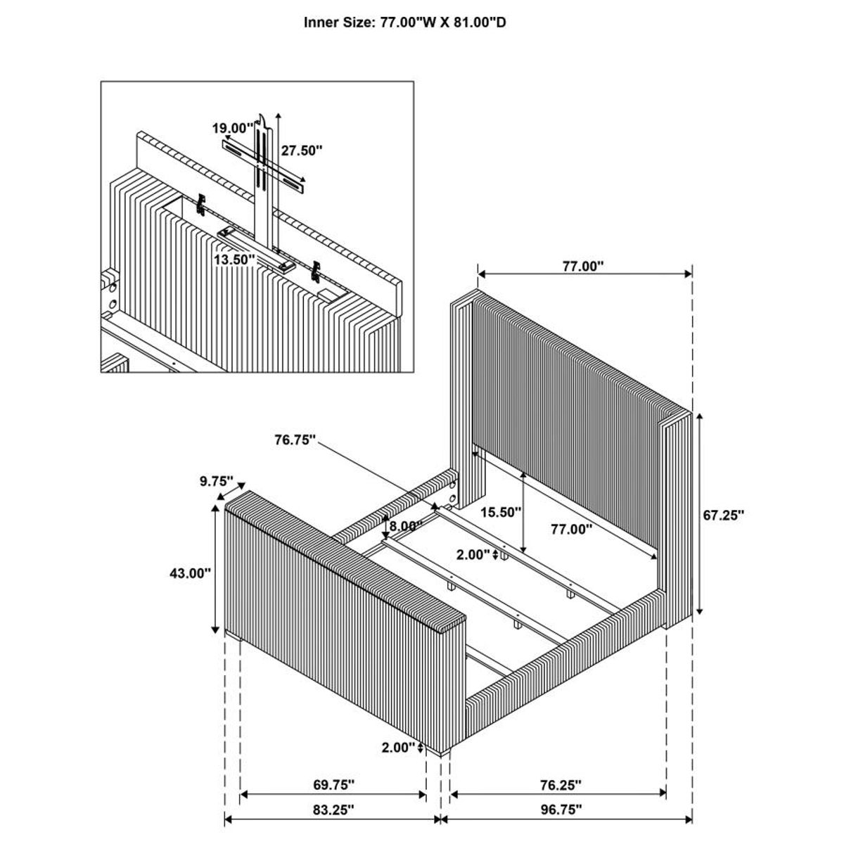Centergrove - Upholstered Wingback TV Bed - Image 19