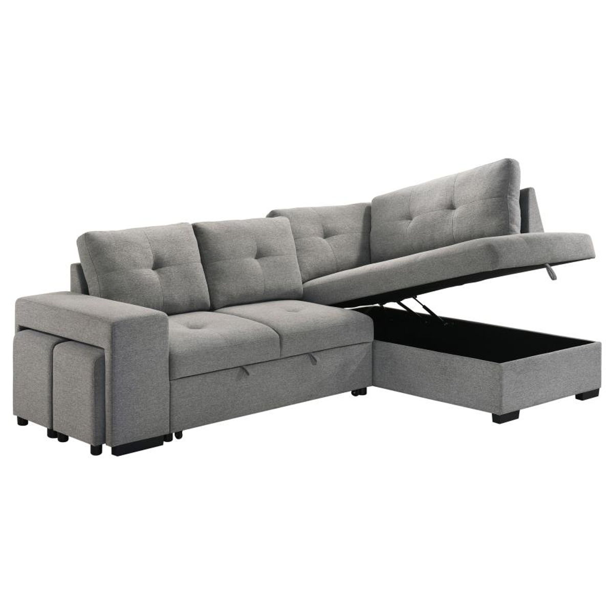 Roanne - Fabric Upholstered Sleeper Sectional Sofa - Gray - Image 4