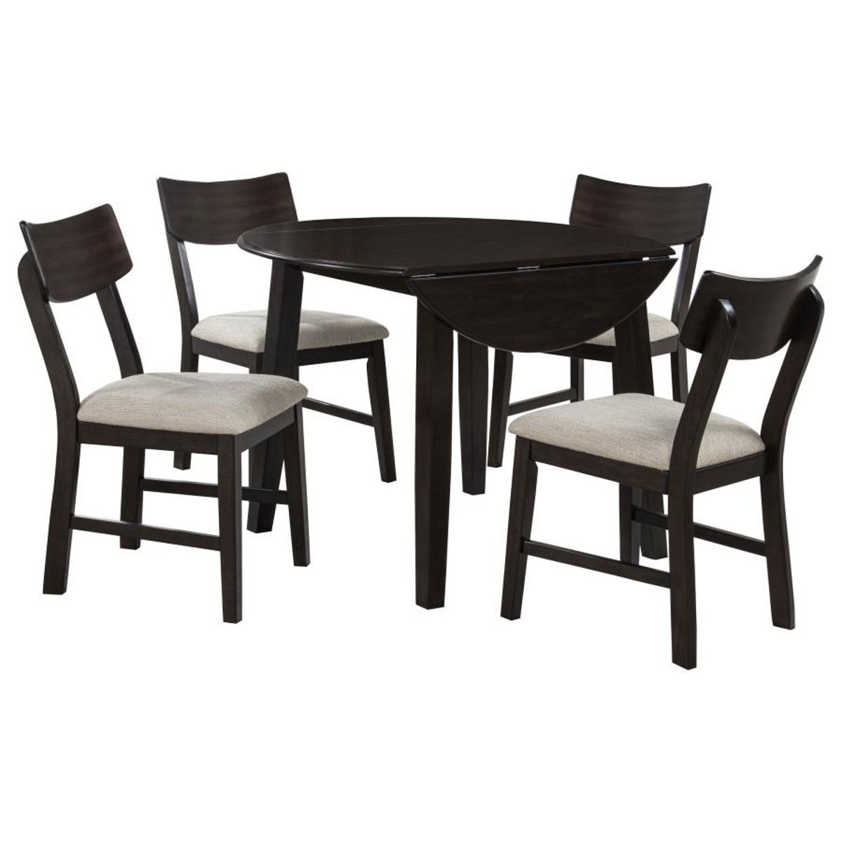 Catley - 5 Piece Round Drop Leaf Dining Table Set - Dark Coffee - Image 10