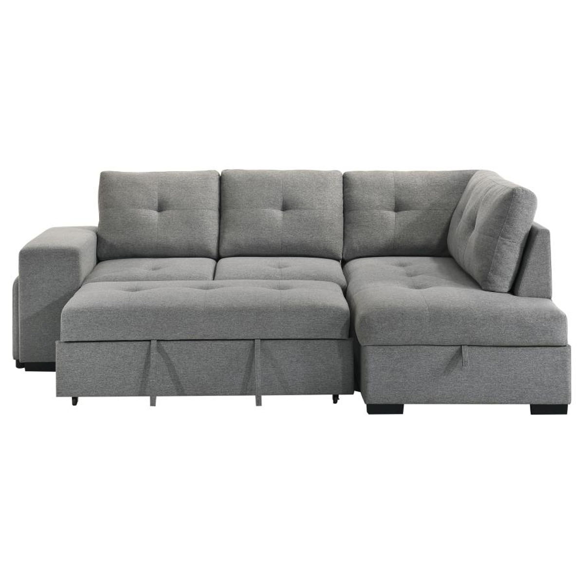 Roanne - Fabric Upholstered Sleeper Sectional Sofa - Gray - Image 5