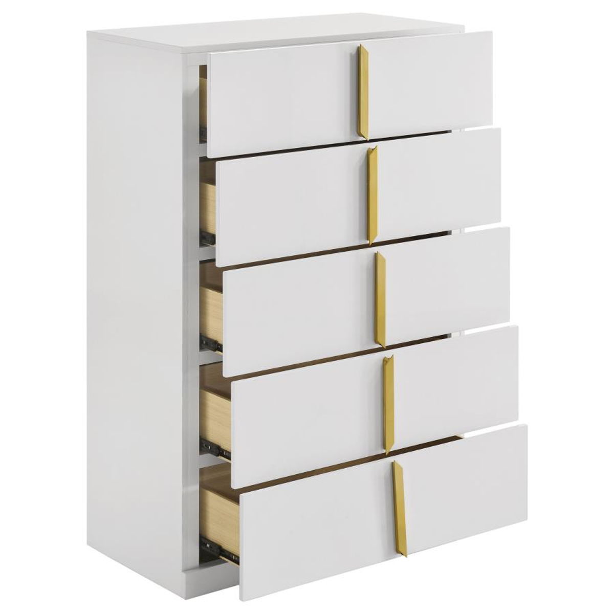 Ines - 5-Drawer Bedroom Chest Of Drawers - White High Gloss - Image 9