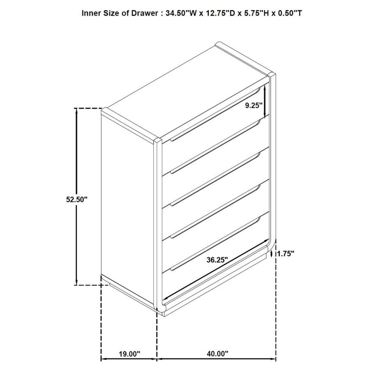 Leandro - 5-Drawer Bedroom Chest Of Drawers - Burnished Black - Image 7