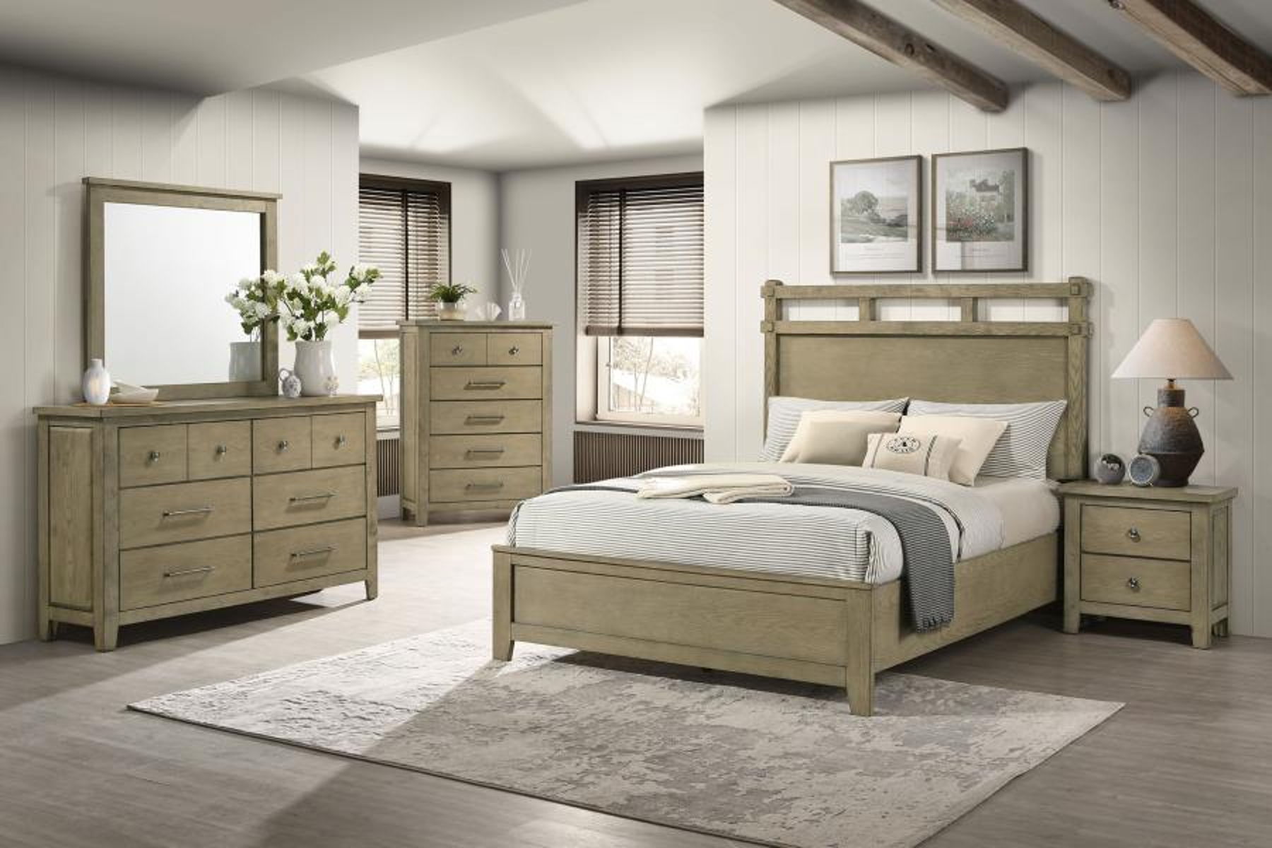 Hazlewood - 6-Drawer Bedroom Dresser With Mirror - Vineyard Oak - Image 2