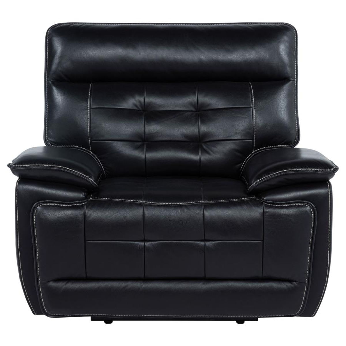 Hewitt - Leather Upholstered Dual Power Recliner Chair - Black - Image 6
