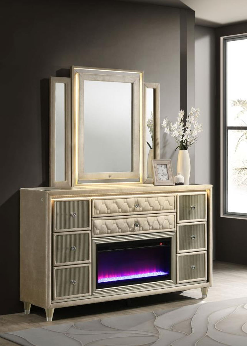 Lorient - 8-Drawer LED Bedroom Flame Box Dresser - Image 29