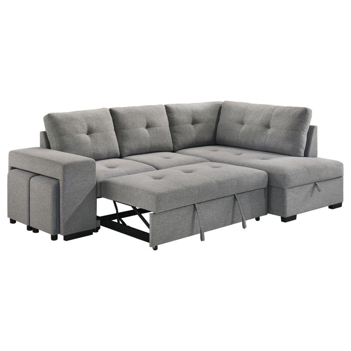 Roanne - Fabric Upholstered Sleeper Sectional Sofa - Gray - Image 3