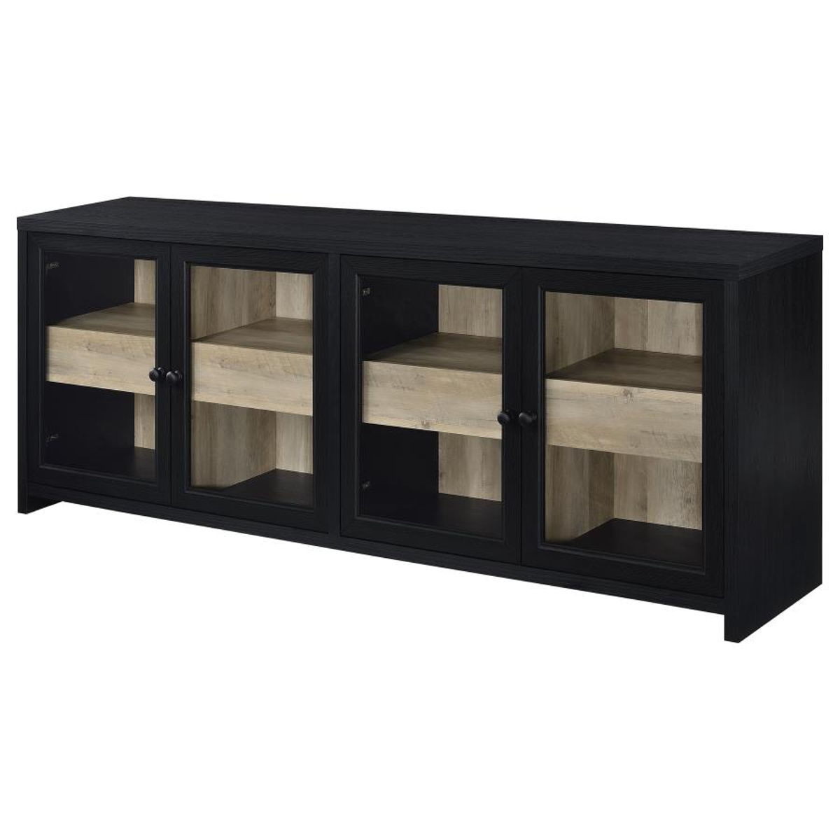 Denison - 79" 4-Door TV Stand Media Console - Black - Image 9