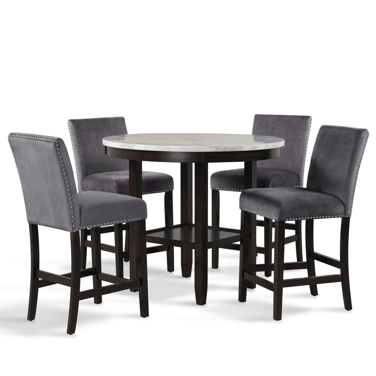 Celeste - Round Counter Table With 4 Chairs - Black / Gray - Image 2