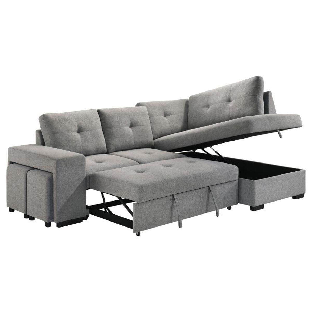 Roanne - Fabric Upholstered Sleeper Sectional Sofa - Gray - Image 17
