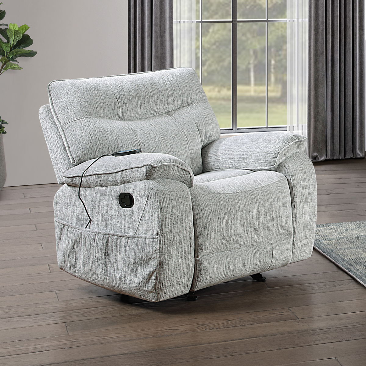 Chablis - Glider Recliner With Heat And Massage - Mist Gray - Image 9