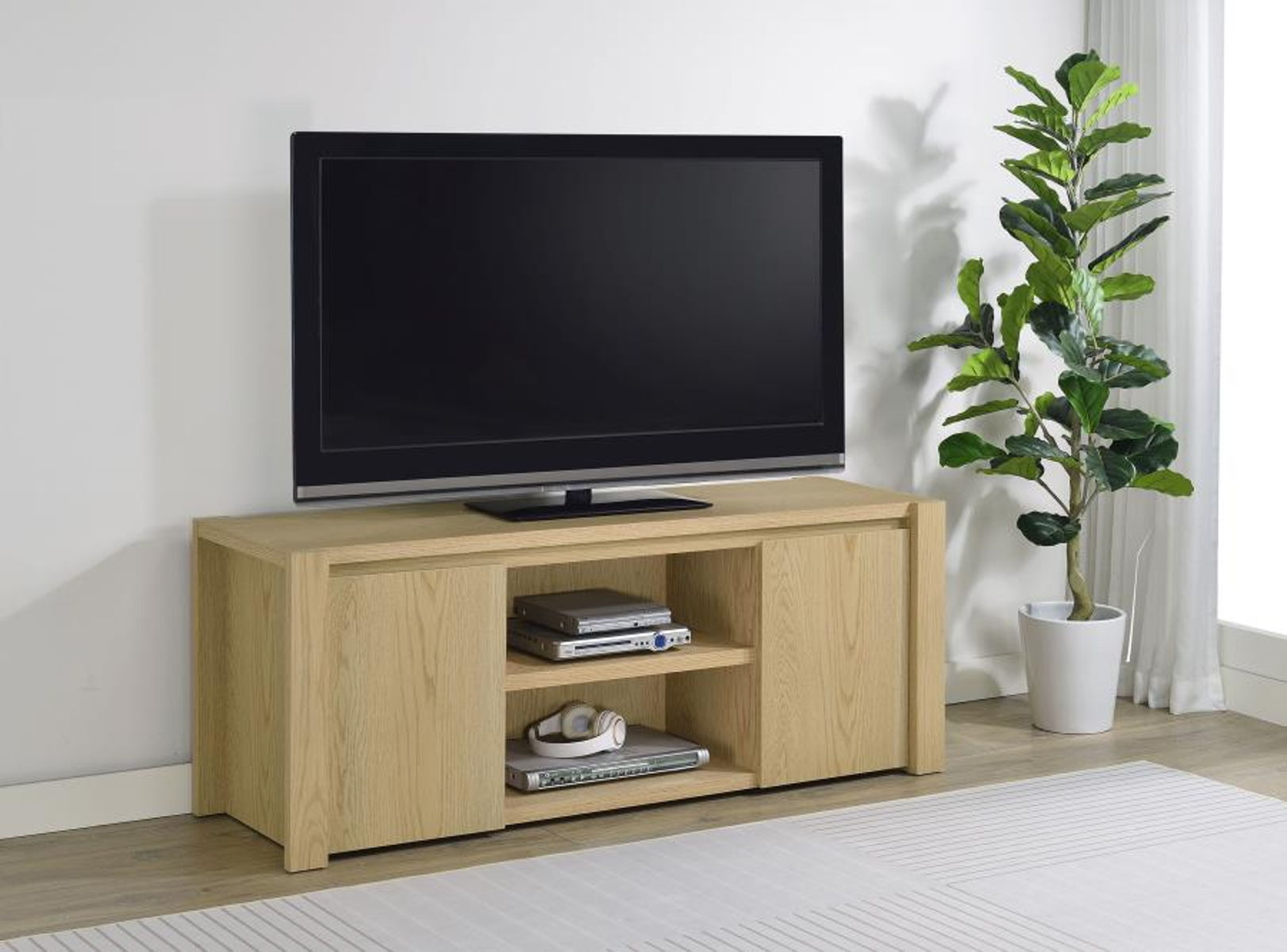 Laurelton - 60" 2-Door TV Stand Media Console - Light Oak - Image 3