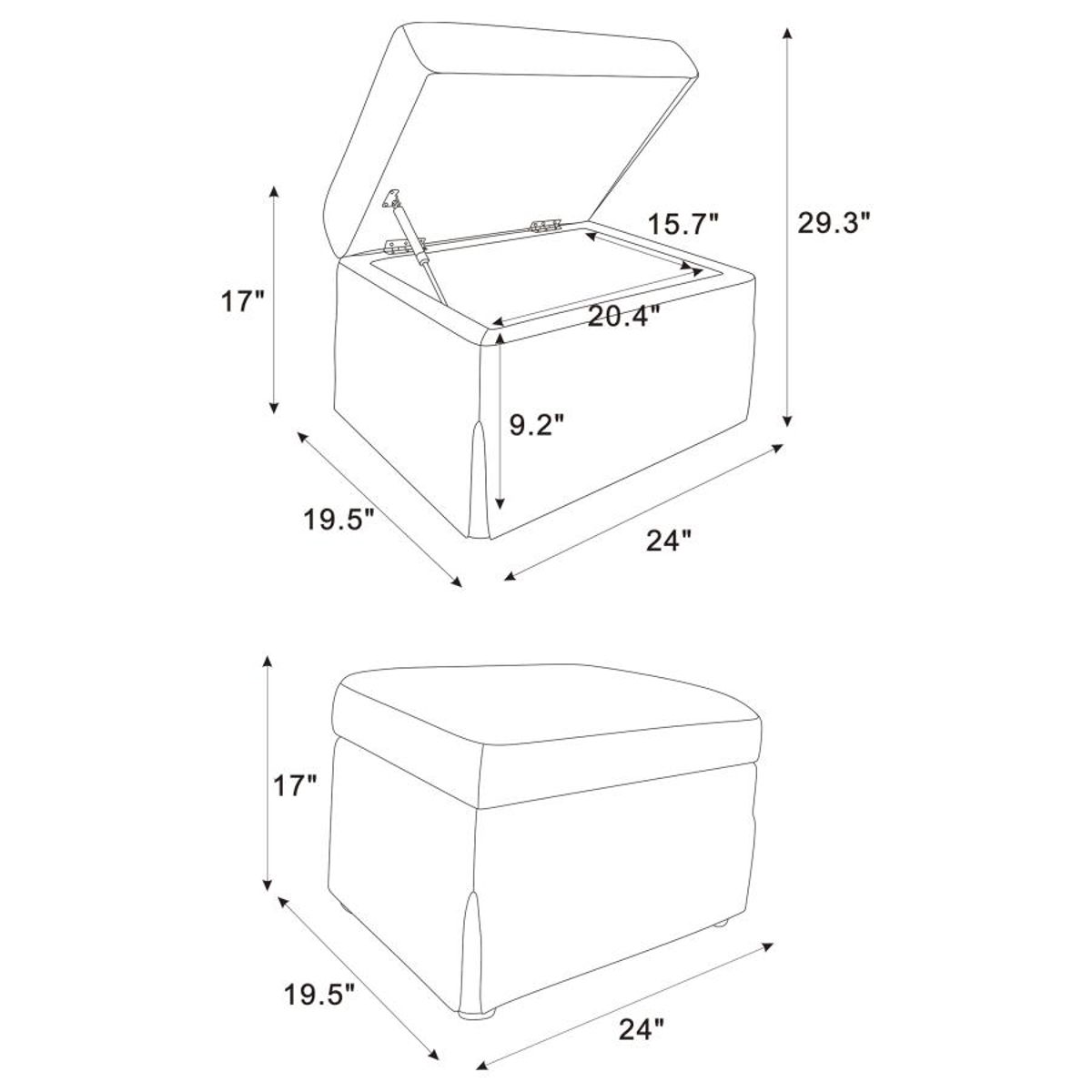 Winter - Upholstered Hydraulic Lift Top Storage Ottoman - Image 20