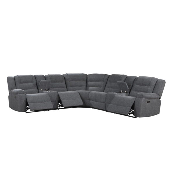 Redondo - Power 3 Piece Ssectional (2 Loveseats & Wedge) - Dark Gray