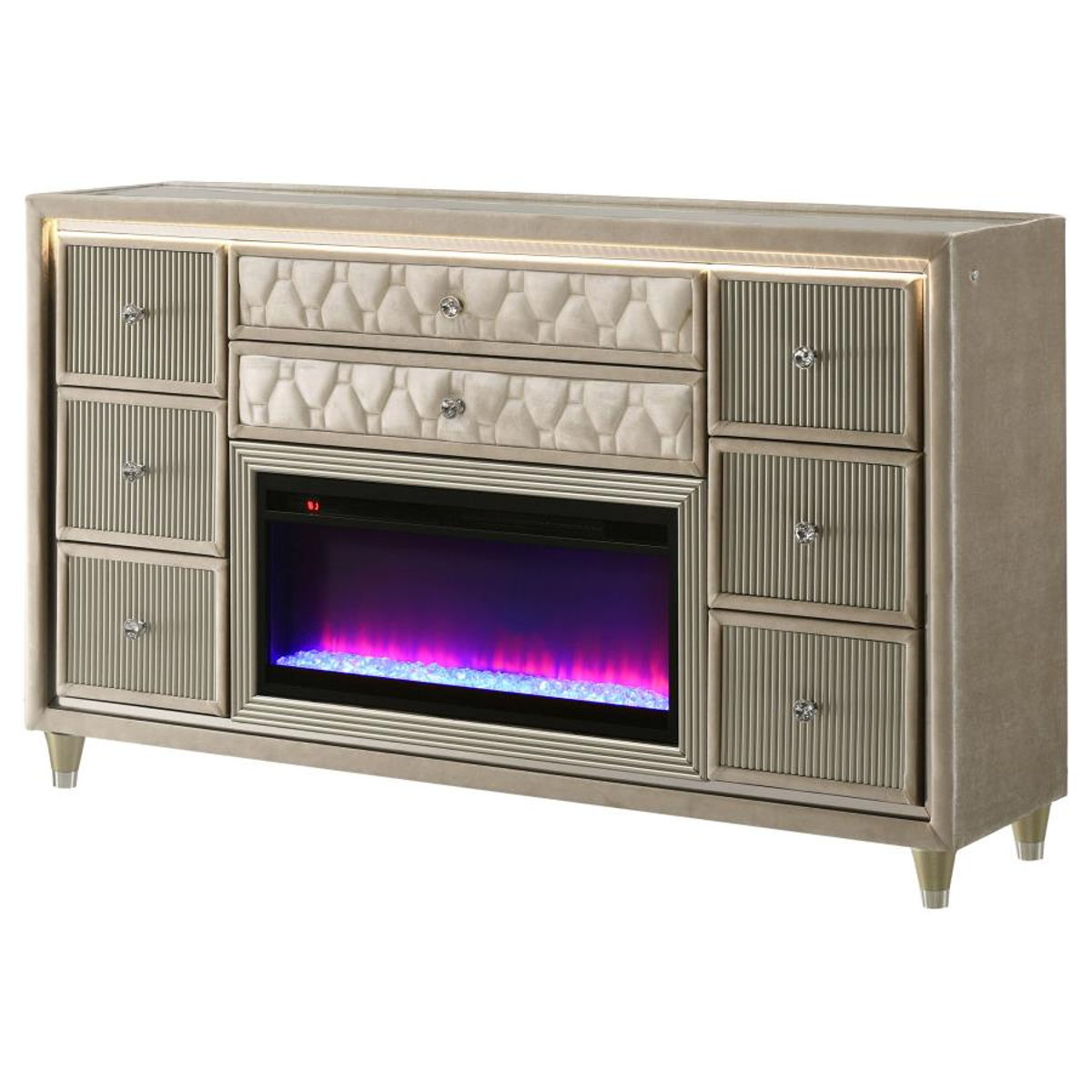 Lorient - 8-Drawer LED Bedroom Flame Box Dresser - Image 2