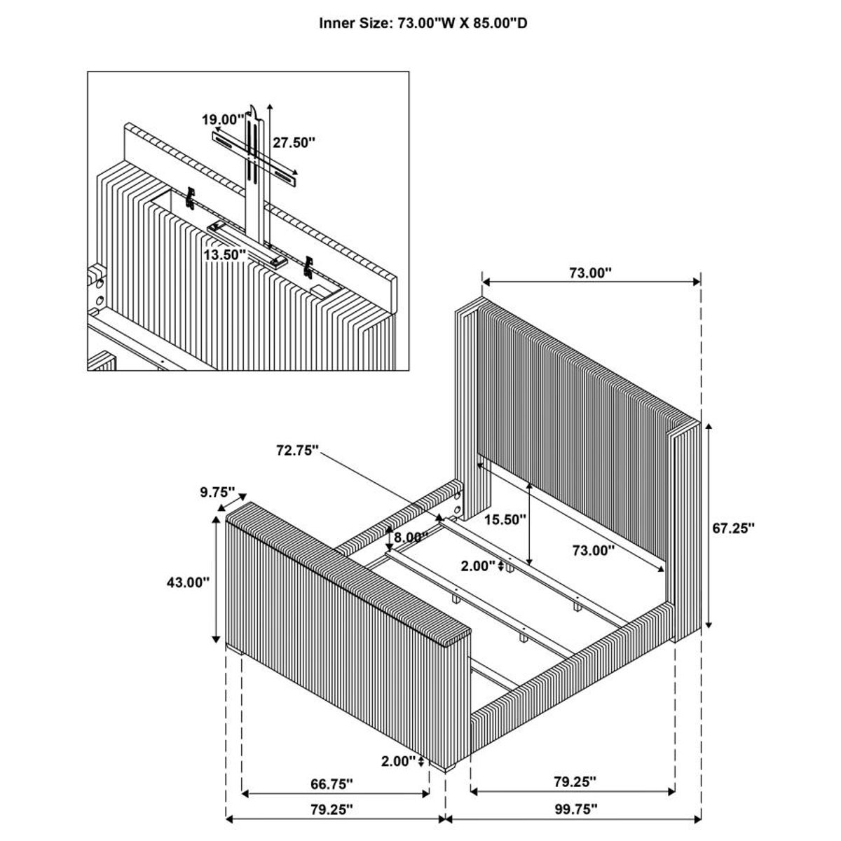 Centergrove - Upholstered Wingback TV Bed - Image 8