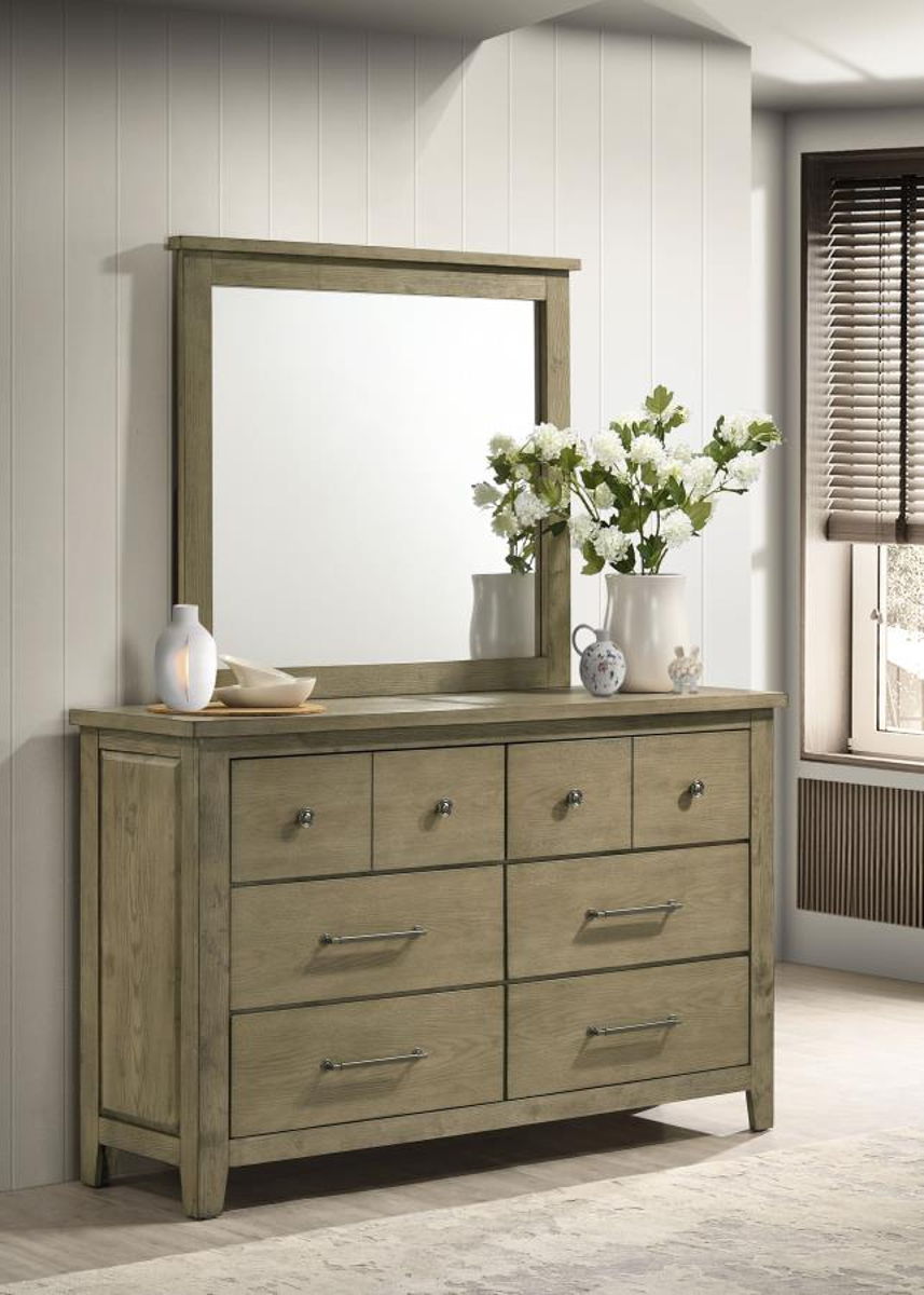 Hazlewood - 6-Drawer Bedroom Dresser With Mirror - Vineyard Oak - Image 5