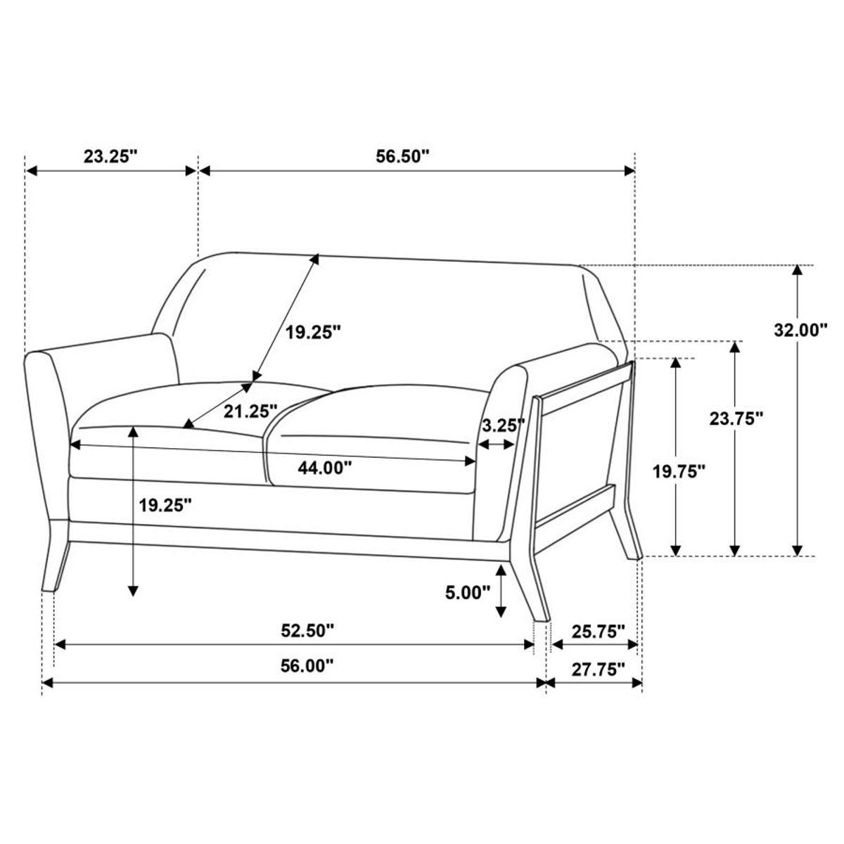 Vaughn - Fabric Upholstered Flared Arm Loveseat - Gray - Image 3
