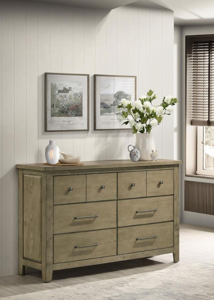 Hazlewood - 6-Drawer Bedroom Dresser Cabinet - Vineyard Oak - Image 7