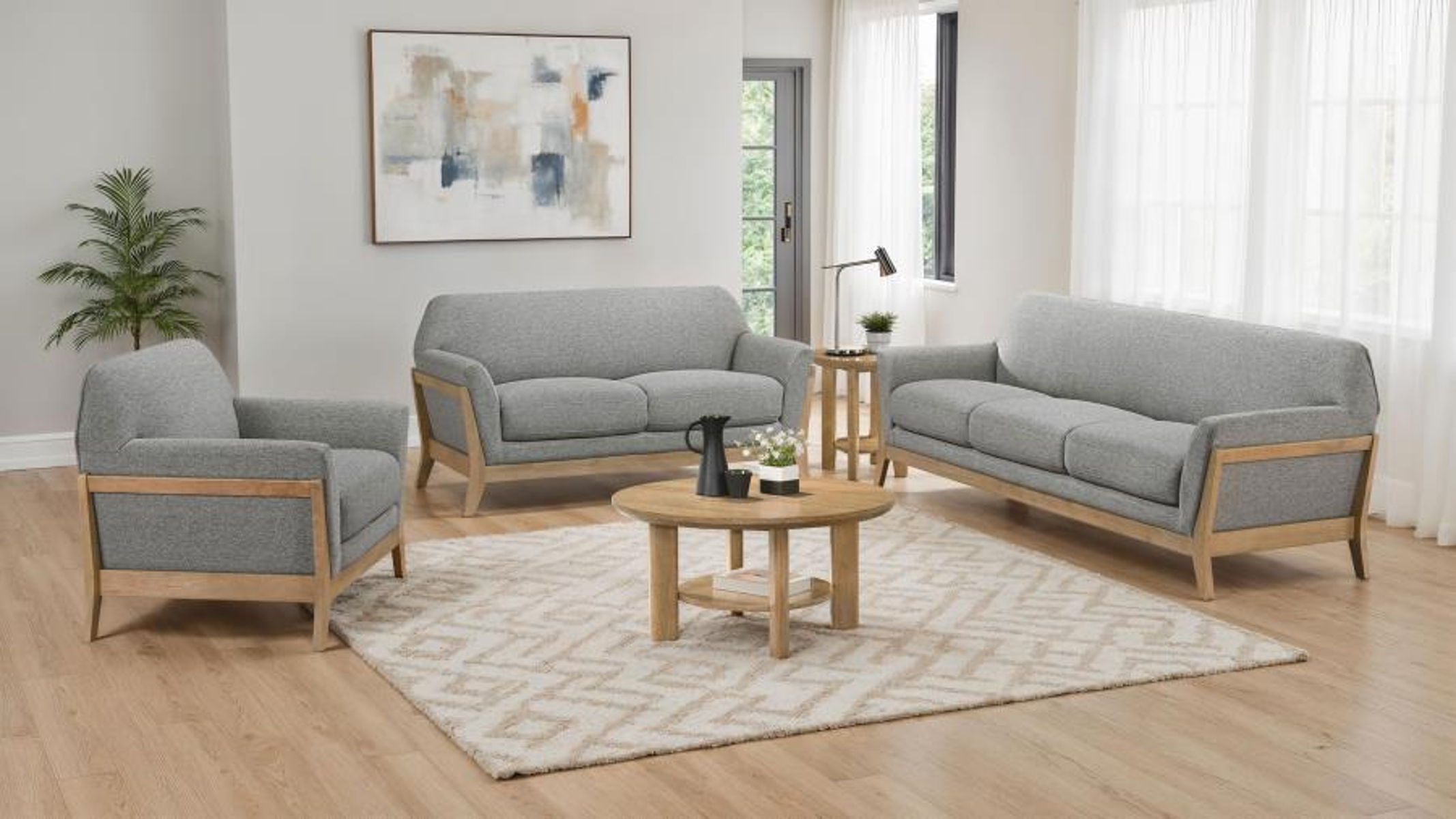 Vaughn - Fabric Upholstered Flared Arm Loveseat - Gray - Image 5