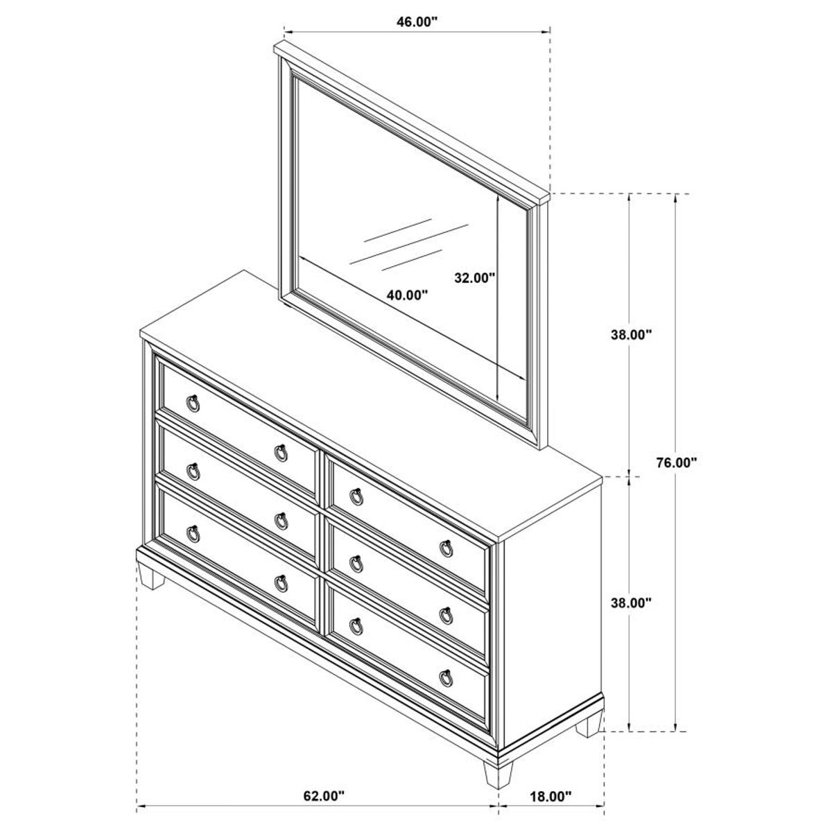 Pembroke - 6-Drawer Bedroom Dresser Cabinet - Image 17