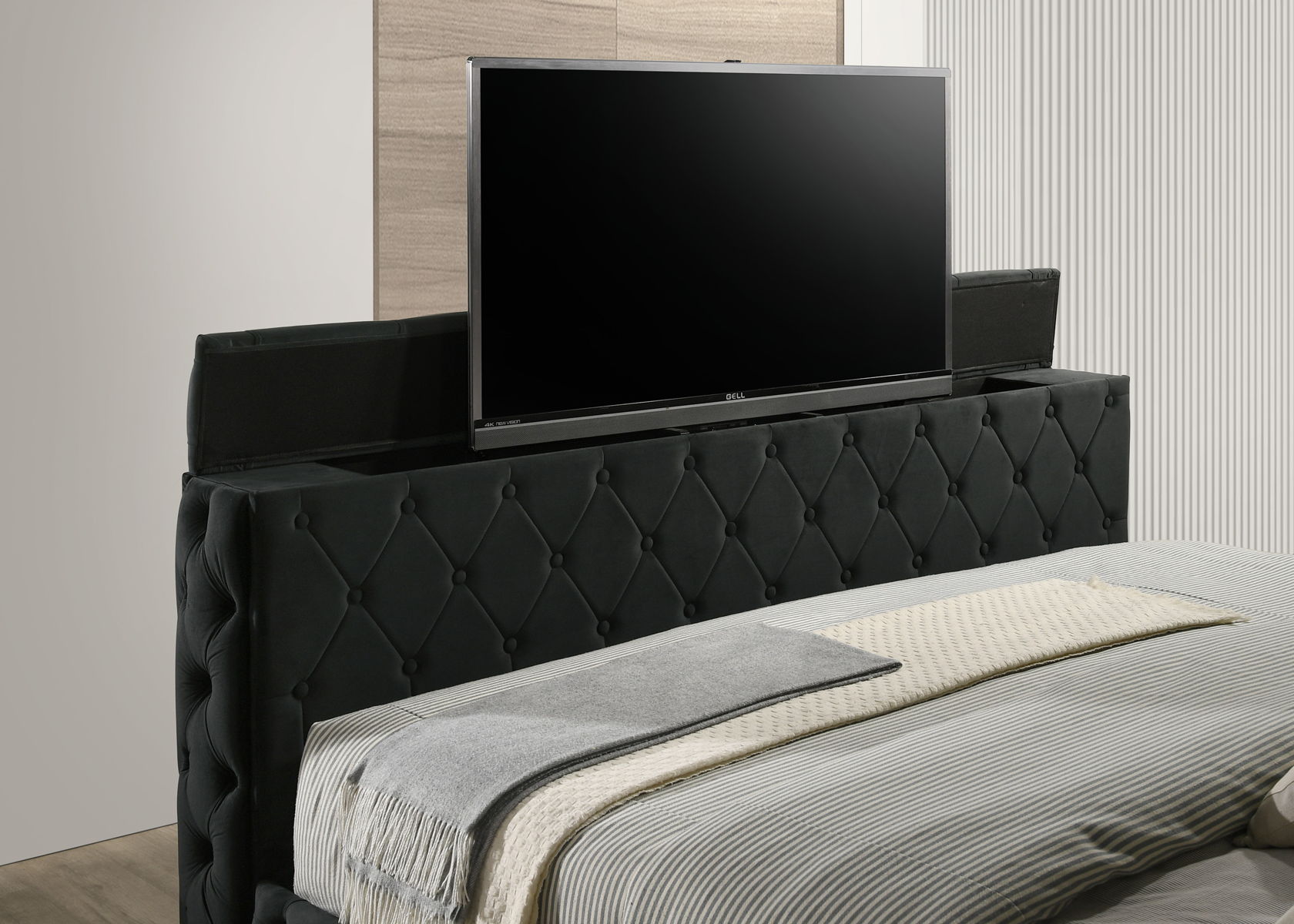 Josephine - King Bed With TV Lift - Black - Image 5