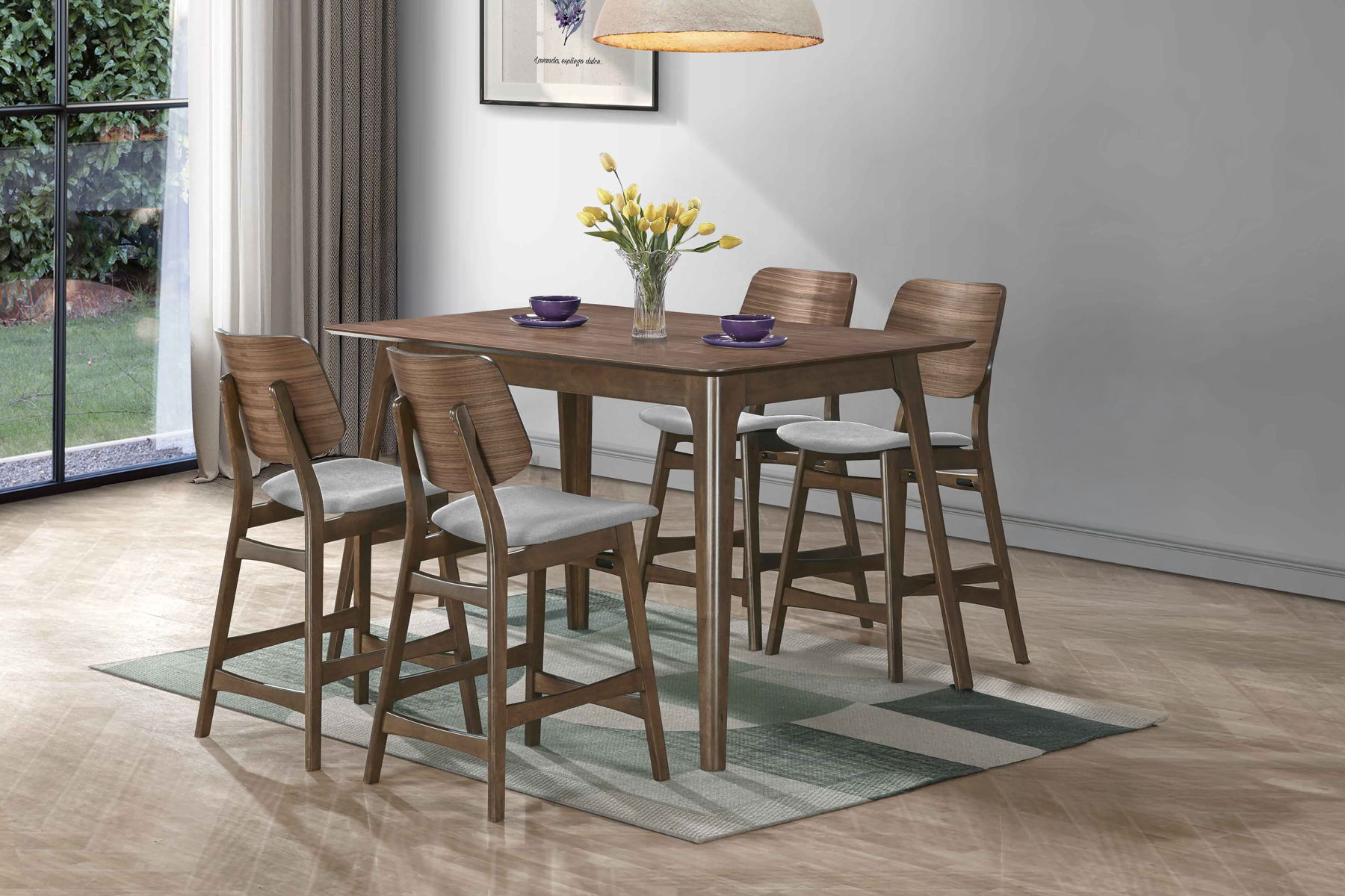 Oscar - Counter Table Set - Walnut - Image 2